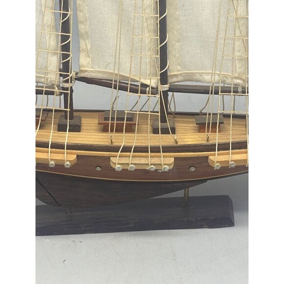 sail ship wood figurine display boat collectable 14x13" brown white latter's REA - Picture 12 of 16